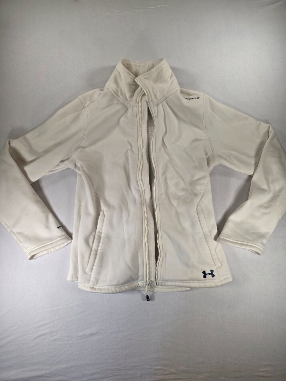 Women’s Under Armour Fleece Full Zip Jacket with Pockets White Size Medium